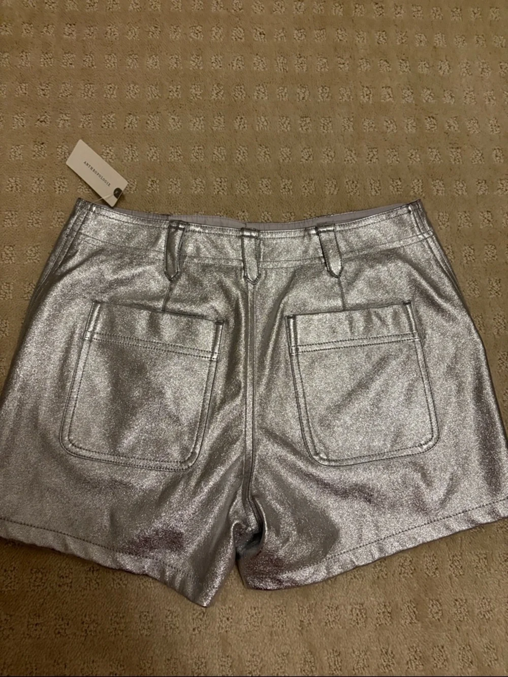 Anthropologie Metallic Silver Cargo Shorts - Picture 2 of 3
